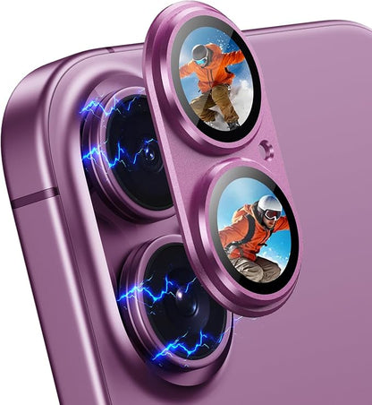 Korecase [2 Pack Camera Lens Protector for iPhone 16/16 Plus/17 Red,9H Tempered Glass | Metal Anti-Scratch | Strong Adhesion | Rear Camera Lens Cover | Case Friendly Camera Film Cover