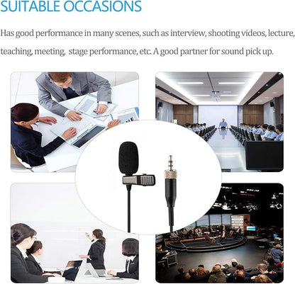 Lavalier Microphone Lapel Microphone Compatible with Sennheiser Wireless Transmitter - Unidirectional Condenser Mic – 3.5mm Screw Lock Plug