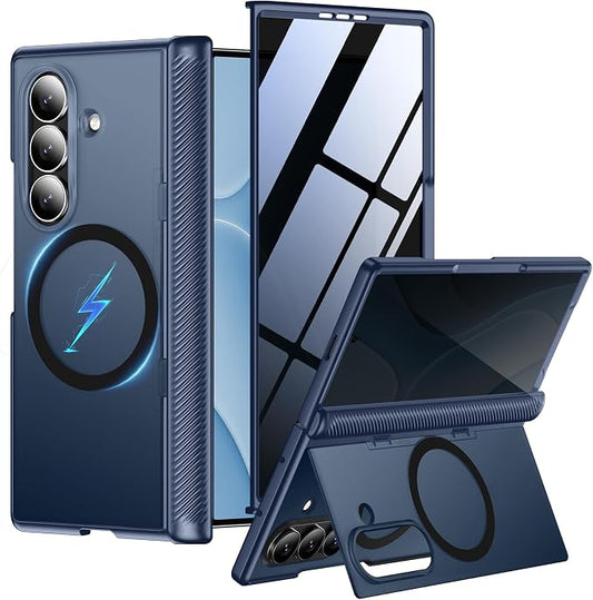 Red2Fire for Samsung Galaxy Z Fold 8 Ultra Case with Privacy Screen Protector, [Compatible with Magsafe], [Built-in Kickstand & Full Body Hinge Protection] Magnetic Slim Phone Case, Blue