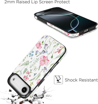 uCOLOR for iPhone 17 Air Wallet Case with Card Holder PU Leather RFID Blocking Design iPhone Air flip case for Women Men Magnetic Clasp Kickstand Design 6.5 inch (Pink Flowers)