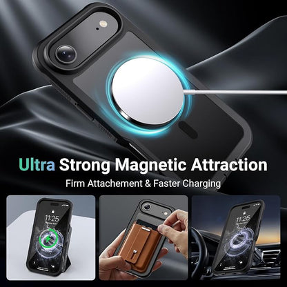 jaroco Magnetic for iPhone Air Case, [Compatible with MagSafe][Military Grade Drop Protection][Heavy Duty Protection][Non-Slip][Shockproof] 2-Layer Durable Bumper Phone Case 6.5''-Black
