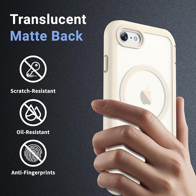 jaroco Magnetic for iPhone SE Case 3rd/2rd,iPhone 8/7 Case, [Compatible with MagSafe][Military Grade Drop Protection][Heavy Duty Protection][Non-Slip] 2-Layer Bumper Phone Case 4.7''-Antique White