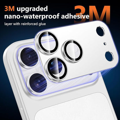 for iPhone 17 Pro Camera Lens Protector, [Military Grade Shatterproof] [Strong Adsorption] [Case Friendly] Full Coverage Metal Aluminum Alloy 9H Tempered Glass Camera Screen Cover, Color