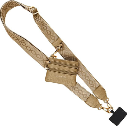 Save the Girls Original Clip and Go Phone Strap Pattern - Crossbody Phone Strap Chain with Zipper Wallet Pouch