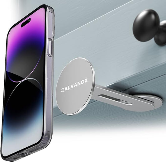 GALVANOX Magnetic Phone Holder, Fold-Away Swivel Stand Compatible with MagSafe for iPhone 12,13,14,15, 16 Pro Max | Bedroom Nightstand, Desk, Kitchen and More (Low Profile Sidemount/Under-Mount)