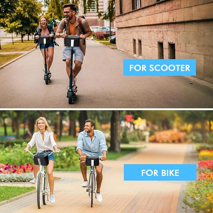 Bike Handlebar Bag - Front Basket with Bike Phone Mount, Bicycle Cooler Pouch Pack for Kids Girls Boys Men Women