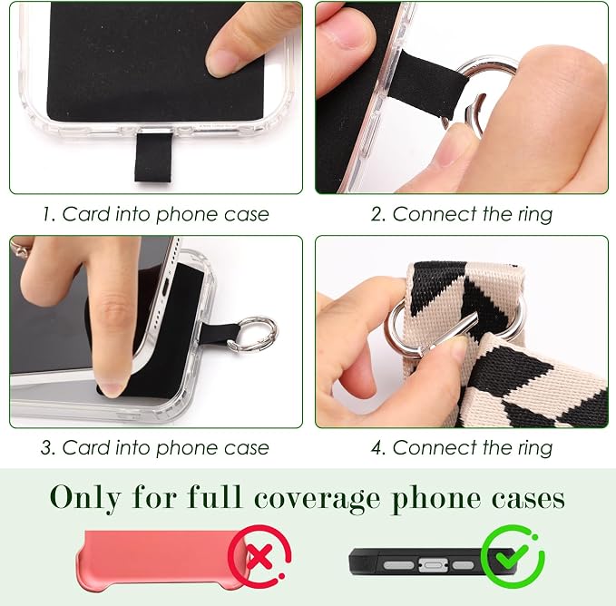 4P Clip and Go Strap for Phone with Wallet Crossbody, Stylish and Versatile Phone Strap with Zippered Pouch with Patterned Suspenders for Protecting Money & Cards
