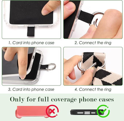 4P Clip and Go Strap for Phone with Wallet Crossbody, Stylish and Versatile Phone Strap with Zippered Pouch with Patterned Suspenders for Protecting Money & Cards