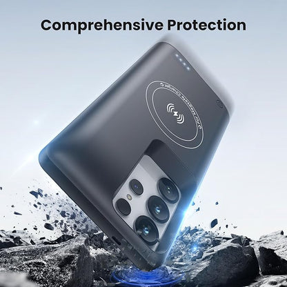 Charging Phone case for Samsung Galaxy S23/Galaxy S22 Battery Case, Real 10000mAh Portable Power Bank with Magnetic Wireless Charging,Protective Charger Phone case with Battery Pack Black