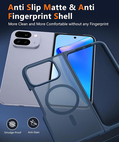 FNTCASE for Google Pixel 10-Pro-Fold Magnetic Case: Translucent Matte Textured Military Grade Drop Protection Cell Phone Cover - Slim Rugged Durable Shockproof Protective Bumper Cases