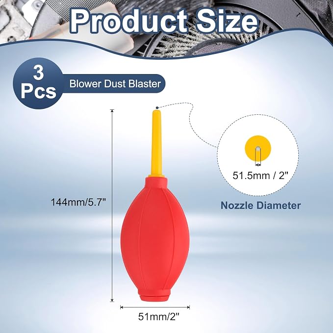 PATIKIL Soft Tip Air Blower Dust Blaster, 3 Pcs Rubber Bulb Air Pump Dust Blower Cleaner Cameras Lens Cleaning Tool with Long Nozzle for Camera Lens Computer Keyboard, Red/Yellow