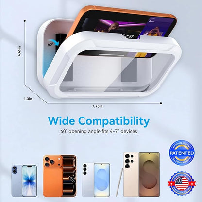 2-Pack Shower Phone Holder, Waterproof, 360° Rotatable & Adjustable Wall Mount with Adhesive for 4-7 Inch Phones (iPhone, Samsung, Google), White