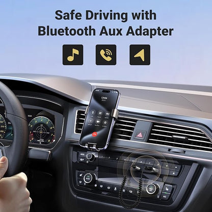 UGREEN Aux to Bluetooth 6.0 Adapter 3.5mm Bluetooth Receiver for Car USB 2.0 to 3.5mm Jack Kit with Built-in Microphone Aux Input for Hands-Free Calls Compatible with Car Speaker and Home Audio
