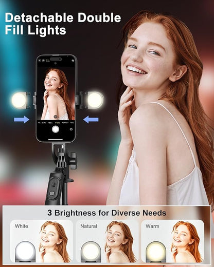 71" Phone Tripod,Tripod for iPhone with Fill Light and Rechargeable Remote,Aluminum Selfie Stick Phone Stand Compatible with Cell Phone/Camera/Ring Light/DJI/GoPro