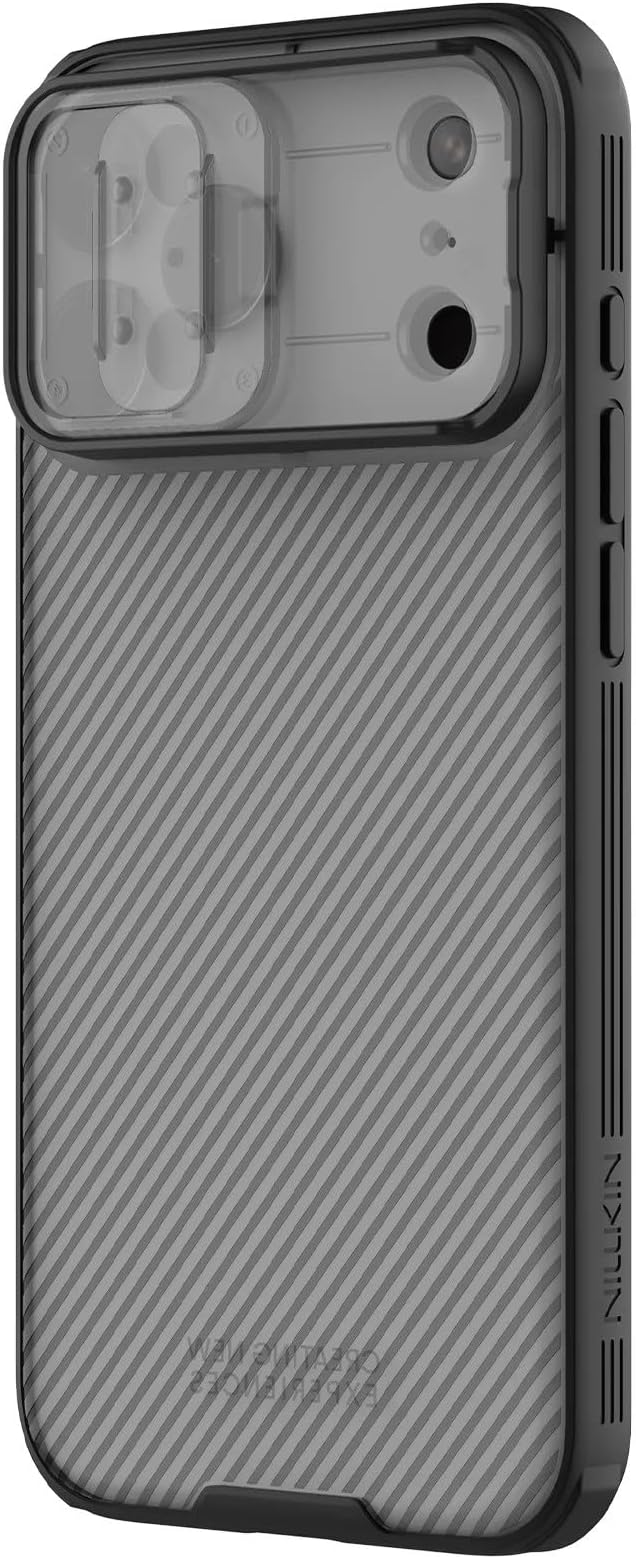 Nillkin for iPhone 17 Pro Max Case with Slide Camera Cover, Thin Slim Fit, Shockproof Protective, Protector Privacy, Phone Case iPhone 17 Pro Max Camera Lens Protector 6.9 inch, Transparent Black