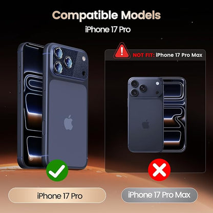 Camera Lens Protector Compatible with iPhone 17 Pro - Metal Frame Tempered Glass Cover, [Anti-Scratch] [Drop-Proof][Strong-Adhesion] Rear Camera Screen Cover- Sparkle Deep Blue