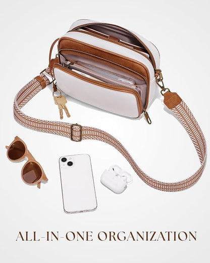 Crossbody Bags with Built-in Wallet, Anti-Theft Travel Purse with Card Slots, Trendy Vegan Shoulder Bag for Women Men