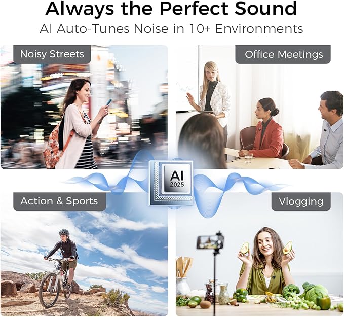YRF Mic 2 (2 TX + 1 RX + Charging Case), Wireless Lavalier Microphone, Intelligent Noise Cancelling, Internal Recording (M15)