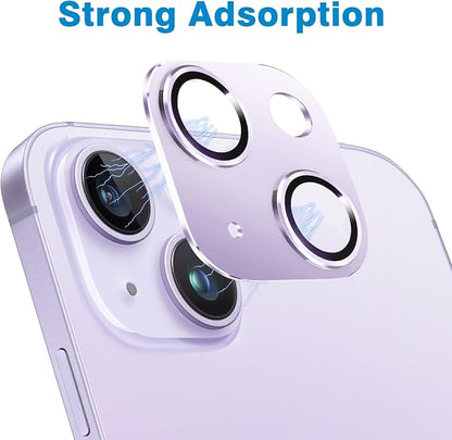Compatible with iPhone 14 and iPhone 14 Plus Camera Lens Protector, Anti-Scratch Tempered Glass Camera Screen Protector Shockproof Full Protective Camera Cover Case Friendly Lens Cover-Purple