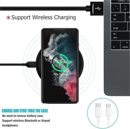 Battery Case for Galaxy S22 Ultra/S23 Ultra, [12000mAh] Slim Portable Protective Fast Charging Case Backup Power Bank Battery Case Compatible with Galaxy S22 Ultra/S23 Ultra-6.8 inch-Black