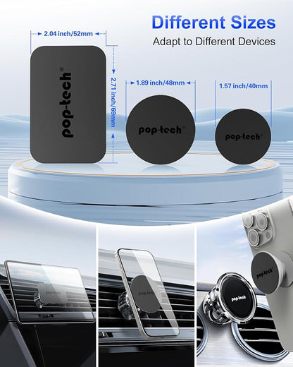 Metal Plate for Phone Magnet, 10 Pack Replacement Magnet Disc Magic Mount Sheet with Adhesive Backing for Magnetic Car Holder Cradle Stand (Dashboard/Vent/CD Slot/Windshield)- Rectangle & Round Black
