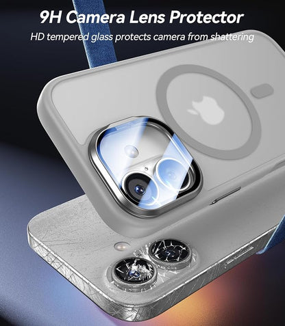 [Upgraded Full Camera Protection] for iPhone 17 Case with Camera Cover Stand [Fit for MagSafe][10FT Mil-Grade Protection] Translucent Magnetic iPhone 17 Phone Case, Grey