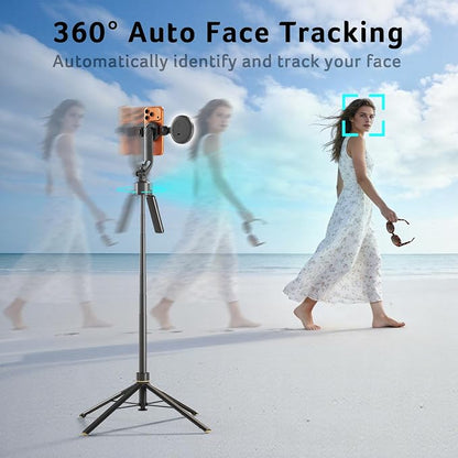 Acer Gadget Auto Face Tracking Tripod for iPhone – Magnetic Phone Mount Gesture Control Detachable Mini Ring Light 64" 360 Degree AI Tracking Phone Tripod for Vlogging YouTube TikTok Video Recording