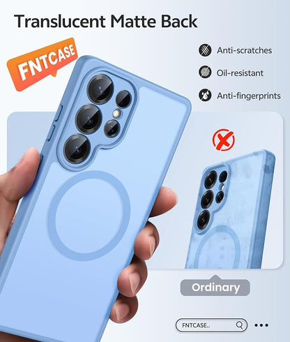 FNTCASE for Samsung Galaxy S25 Ultra Case, Compatible with Magsafe | Screen Protector, Full Camera Protection, Translucent Matte, 14FT Military Grade Drop Proof, Protective Phone Cover