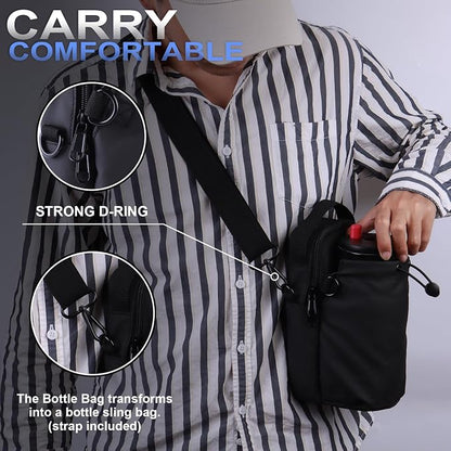 Magnetic Gym Sling Bag for Men & Women | Waterproof Travel Bag with Bottle Holder, USB Port, Adjustable Strap & Phone Pocket (MAX 50oz / 1.5L Bottle)
