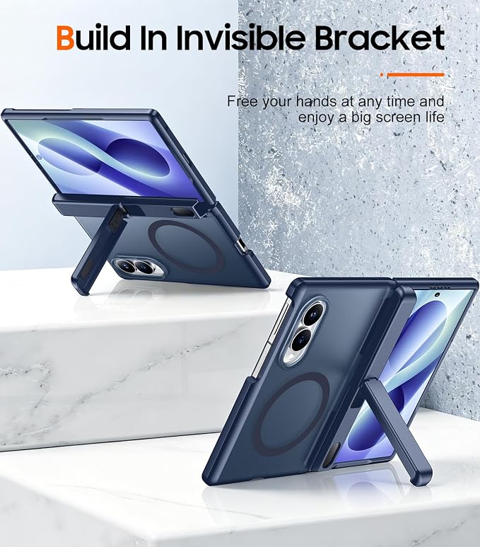 SPIDERCASE for Samsung Galaxy Z Fold 8 Case,Built-in [Screen Protector] [Hinge Protection] [Kickstand] Full Body Protective Phone Case for Galaxy Z Fold 8 - Blue