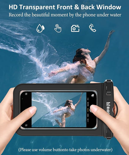MIODIK Waterproof Phone Pouch with Detachable Lanyard, IPX8 Outdoors Travel Beach Cruise Ship Essentials, [Up to 7.0" Large] Fits for All iPhones (15, 14, 13...), Galaxy S24 S23 S22 - Black