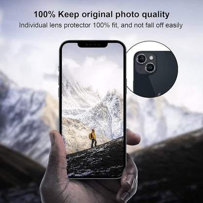 Jeluse 2X2 Pack Camera Lens Protector for iphone 14 Plus for iphone 14, 9H Tempered Glass Screen Protector Cover [Alignment Kit Eazy installation] Metal Individual Ring