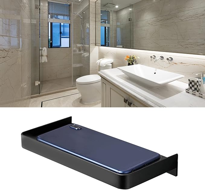 Bathroom Phone Shelf, Floating Bathroom Cell Phone Holder Shelf, Stainless Steel Toilet Phone Holders with Screw Kit, 7.3x3.5in Toilet Phones Shelves for Glasses, Cups