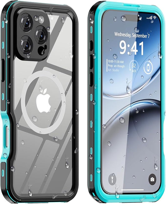 for iPhone 16 Pro Max Case Waterproof | Shockproof Dust Proof Phone Case Cover with Screen Protector for iPhone 16 Promax - Blue
