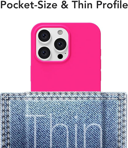 for iPhone 16 Pro Max Case Silicone Compatible with Magsafe Case, Ultra Slim Thin Magnetic Phone Cases Mag Safe, Cute Soft Rubber Gel TPU Matte Plain Wireless Charging Cover for Women, Hot Pink