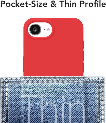 for iPhone 17e 16e Case Silicone Compatible with Magsafe Case, Ultra Slim Thin Magnetic Phone Cases Mag Safe, Cute Soft Rubber Gel TPU Matte Plain Wireless Charging Cover for Women, Red