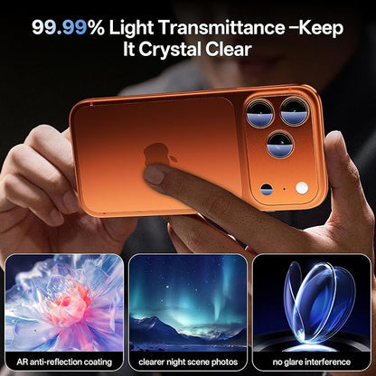 Camera Lens Protector for iPhone 17 Pro 6.3"（2025）-Single Piece,Ultra Thin Aluminum Alloy Frame,9H Dual-Strength Glass with 99% AR Light Transmittance,Case Friendly, Orange