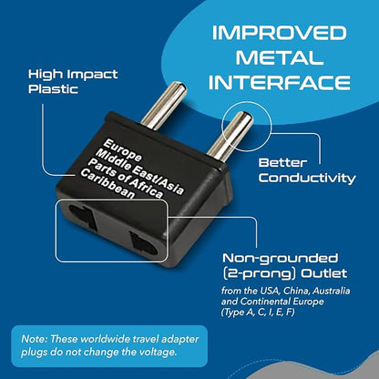 Ceptics International Worldwide Travel Plug Adapter 5 Piece Set, Great for Cell Phones, Battery Chargers, Laptops to Work in Most Countries | International Power Adapter Kit, Worldwide Compatibility, Compact Design, Included Travel Pouch, Works in Most...