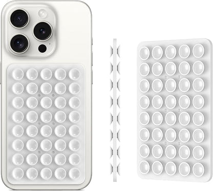 Double Sided Silicone Suction Phone Holder Mount, Silicon Accessory for iPhone and Android, Hands-Free Mirror Shower Phone Holder, TikTok Videos and Selfies (Black+White)