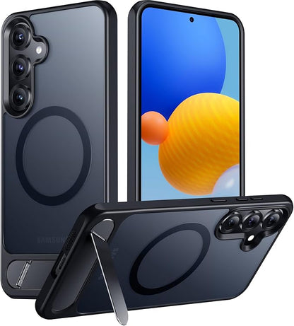 Magnetic for Samsung Galaxy S25 Case, [Innovate Stand][Military Grade Drop Protection][Non Slip][Translucent Matte] Shockproof Phone Case for Galaxy S25 6.2" 2025 -Black | Magnetic