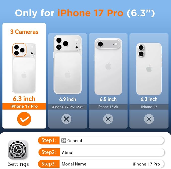 WIFORT for iPhone 17 Pro Waterproof Case, [Fit for Magsafe] with Sapphire Lens & Screen Protector, IP68 Full Body 15FT Military Shockproof, Magnetic Frosted Phone Cover with Lanyard, 6.3" Orange