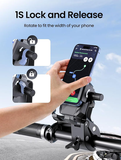 Bike Phone Holder, Geyrut Handlebar Phone Mount [No Block Camera] for Electric Scooter Mountain Dirt Bike and Motorcycle Compatible with 4.7''-7.1'' Smart Phone
