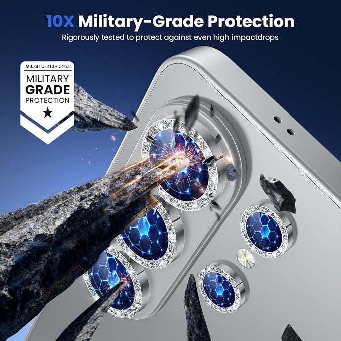 WSKEN for Samsung Galaxy S26 Ultra Camera Lens Protector - Ultra Thin Case Friendly, 9H Shatterproof Tempered Glass with Anti Scratch Metal Circle Camera Screen Protector Cover Accessories, Glitter