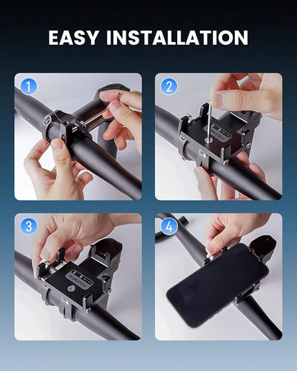 Ravemen Bike Phone Holder, 6066 Aluminum Motorcycle Phone Mount for 4-7'' Cell Phones with 4+1 Anti-Vibration Pads, Bicycle Scooter Phone Clamp Fit 20-35mm Handlebars