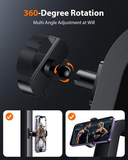 Stouchi Gym Magnetic Phone Holder, 360° Adjustable [N55 Dual Magnet] Phone Mount Gym Accessories for Women/Men, All Metal Portable Workout Essentials Compatible with 4.7-6.5" Smartphones, Black