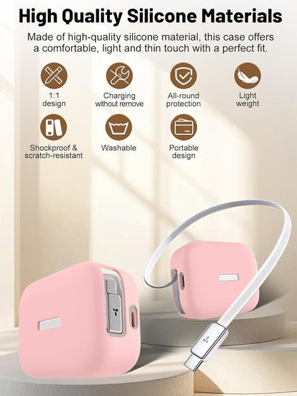 Silicone Protective Case for TORRAS FlexLine 67W Charger, Full-Body Protective Cover with Precise Cutouts, Shockproof Dustproof Charging Block Protector Sleeve & Scratch-Resistant Sleeve (Pink)