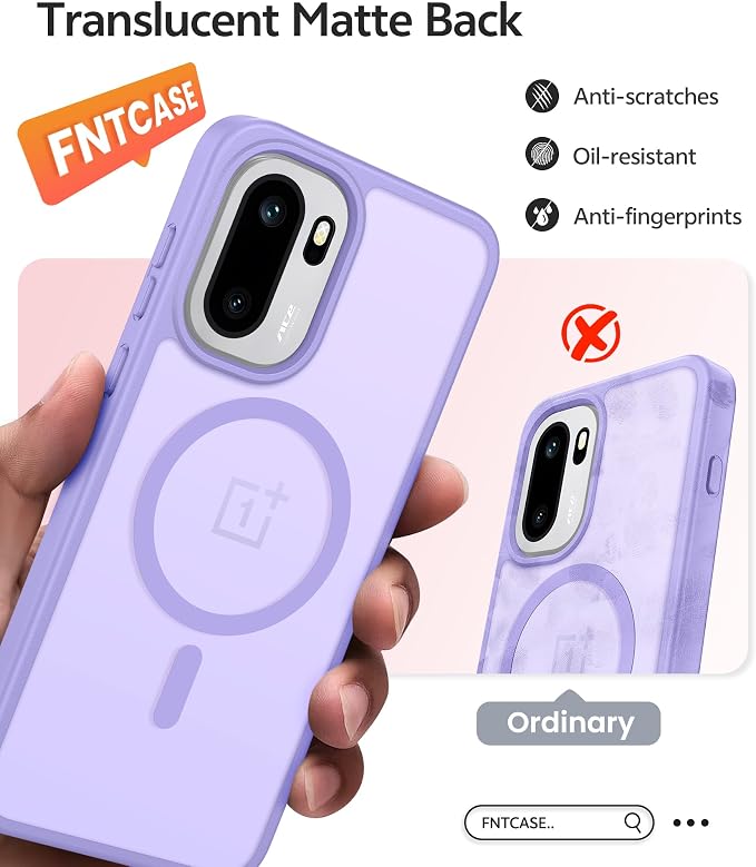 FNTCASE for Oneplus 15R Case: Magnetic Matte Translucent Frosted Slim Shockproof Cell Phone Cover | Durable Screen Protector | Military Grade Protection Drop Proof Protective Cases, 6.83 inches