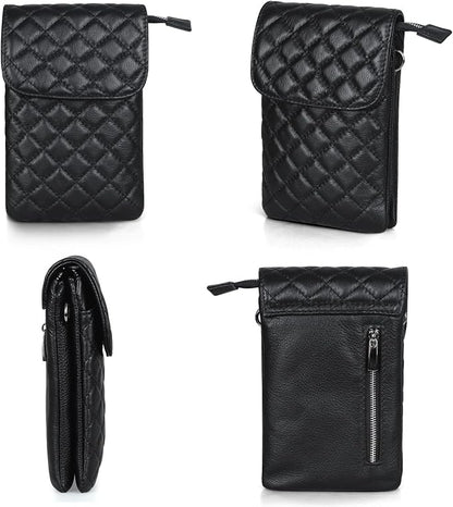 befen Genuine Leather Small Crossbody Bags for Women Cell Phone Bag Cross Body Purses,Silver Zipper