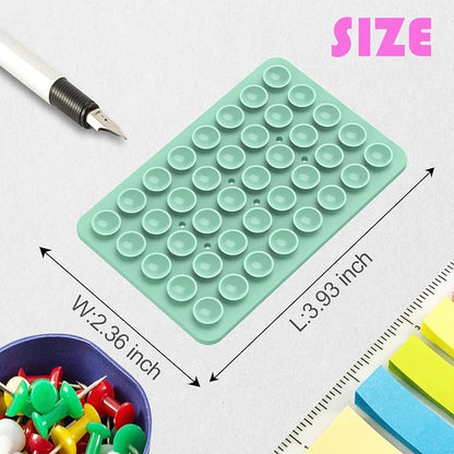 Double Sided Silicone Suction Phone Holder Mount, Silicon Accessory for iPhone and Android, Hands-Free Mirror Shower Phone Holder, TikTok Videos and Selfies (Green+Turquoise)