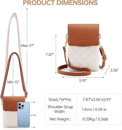 RFID Small Crossbody Purses for Women Quilted Cell Phone Purse with RFID Blocking Credit Card Slots